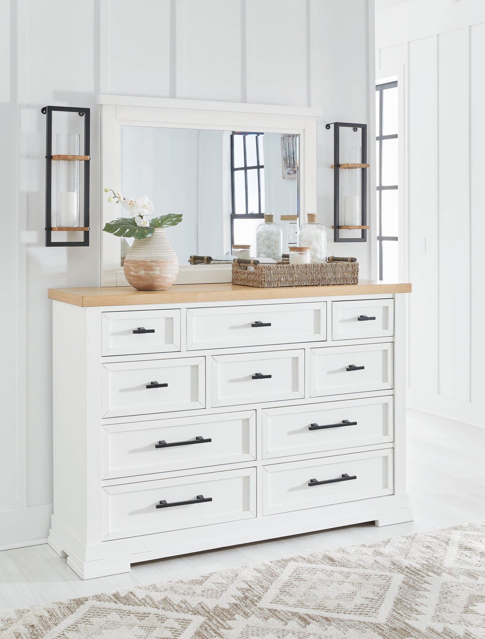 Ashbryn White Natural Dresser And Mirror