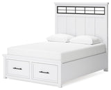 Ashbryn White Natural Queen Panel Storage Bed
