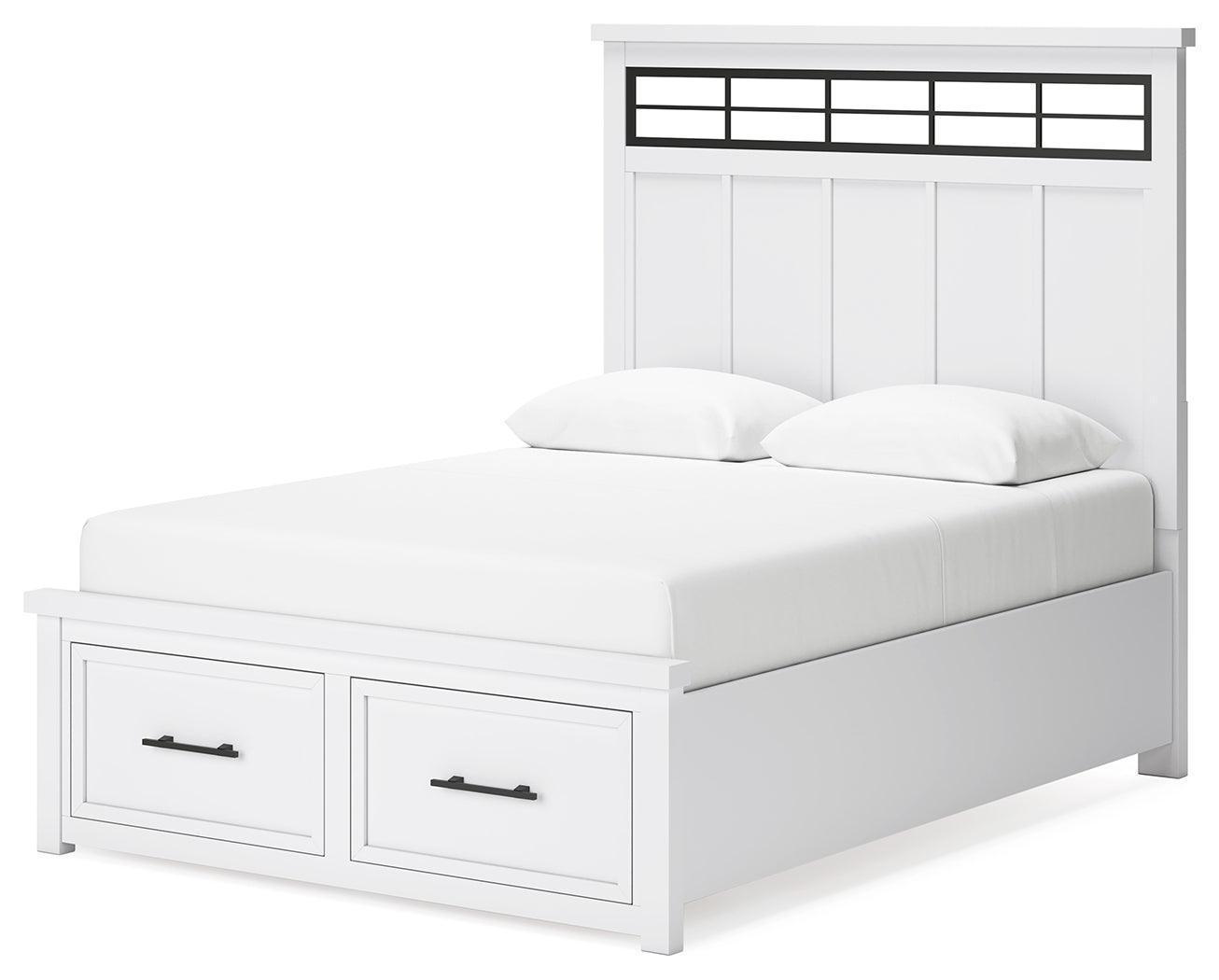 Ashbryn White Natural Queen Panel Storage Bed