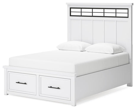 Ashbryn White/Natural Panel Storage Bedroom Set angled view