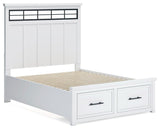 Ashbryn White Natural Queen Panel Storage Bed