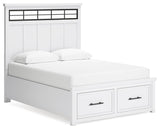 Ashbryn White Natural Queen Panel Storage Bed