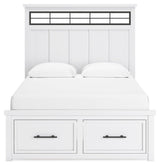 Ashbryn White Natural Queen Panel Storage Bed