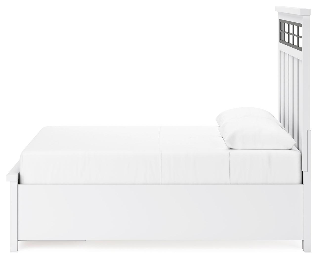 Ashbryn White Natural Queen Panel Storage Bed