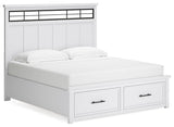Ashbryn White Natural King Panel Storage Bed