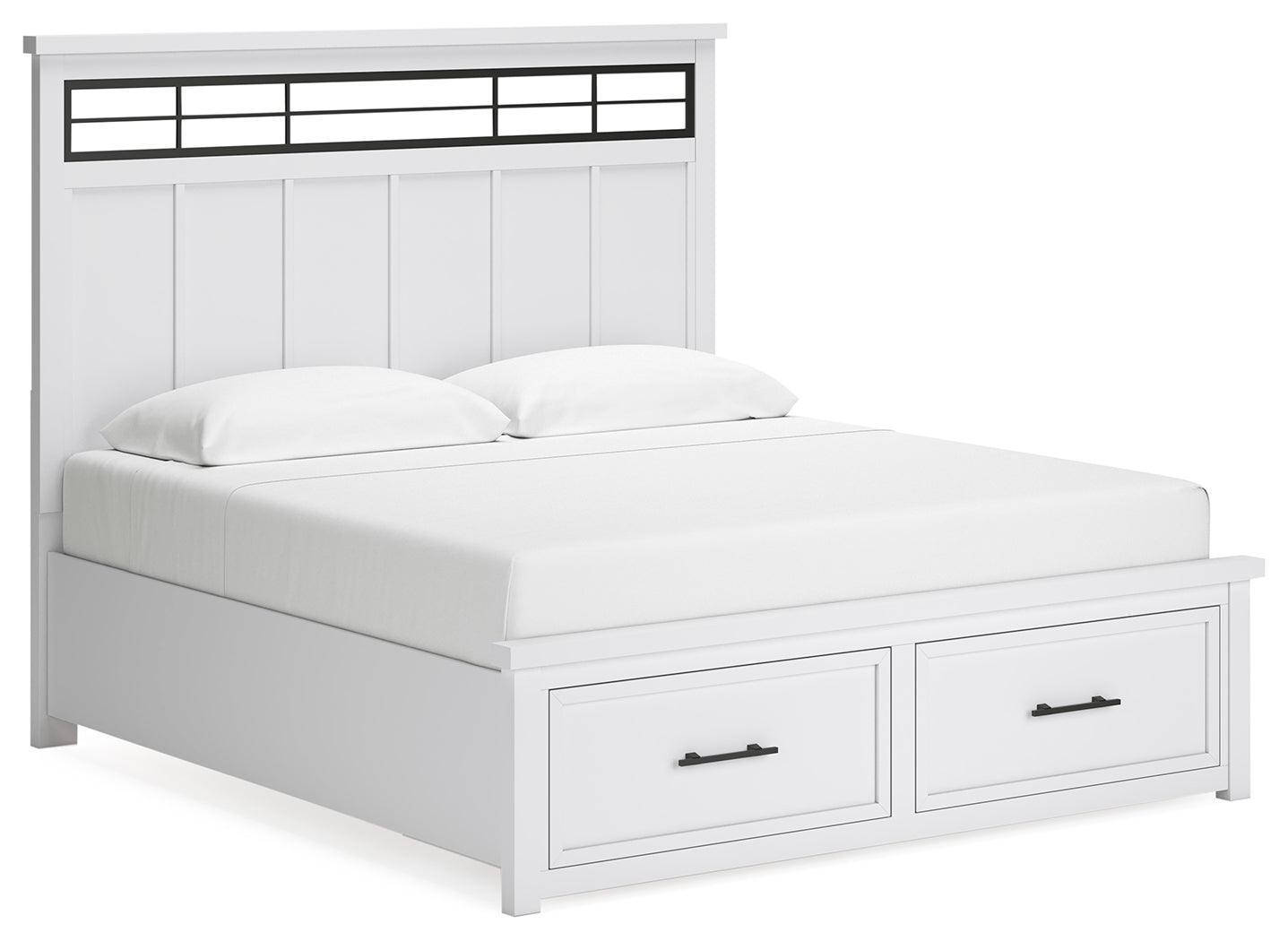 Ashbryn White Natural King Panel Storage Bed