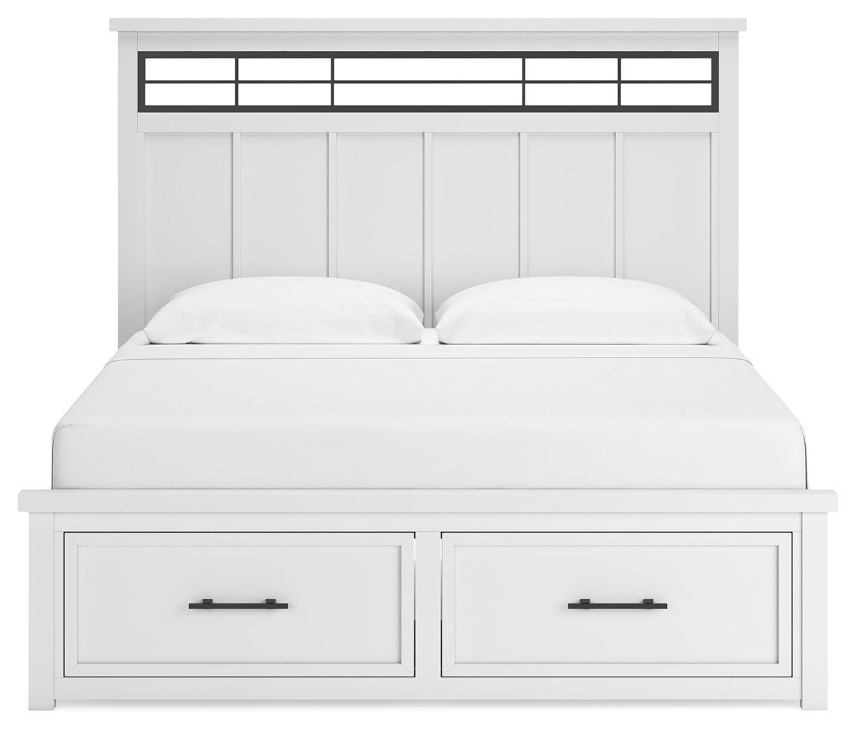 Ashbryn White Natural King Panel Storage Bed