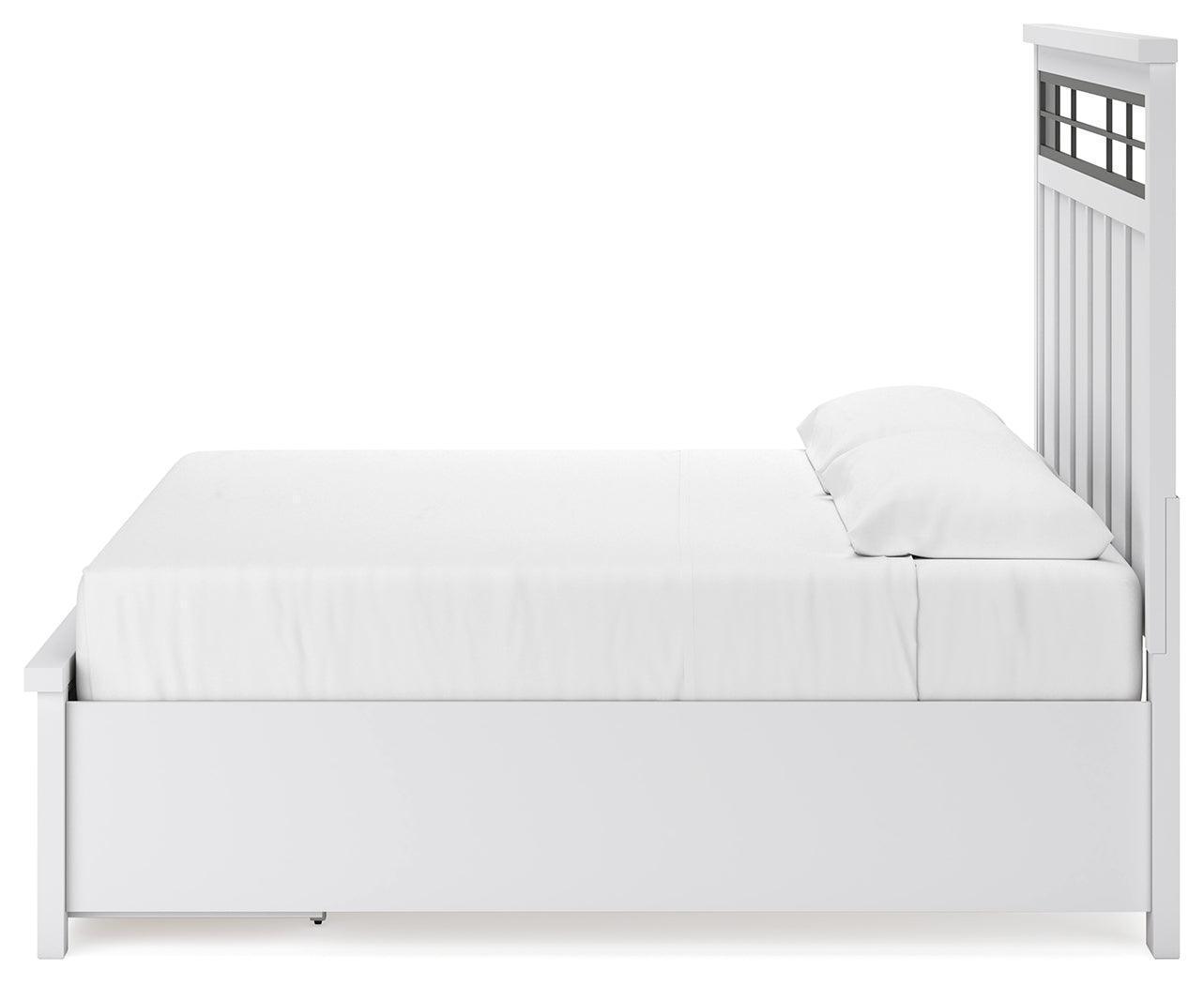 Ashbryn White Natural King Panel Storage Bed
