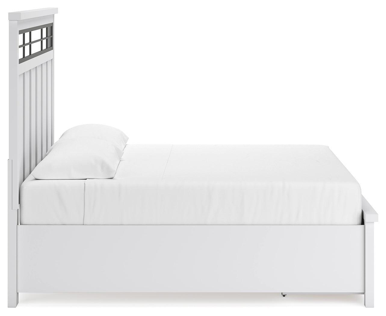 Ashbryn White Natural King Panel Storage Bed