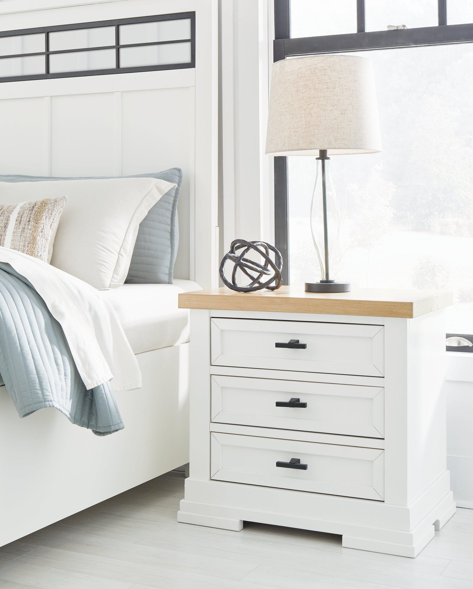 Ashbryn White Natural Nightstand