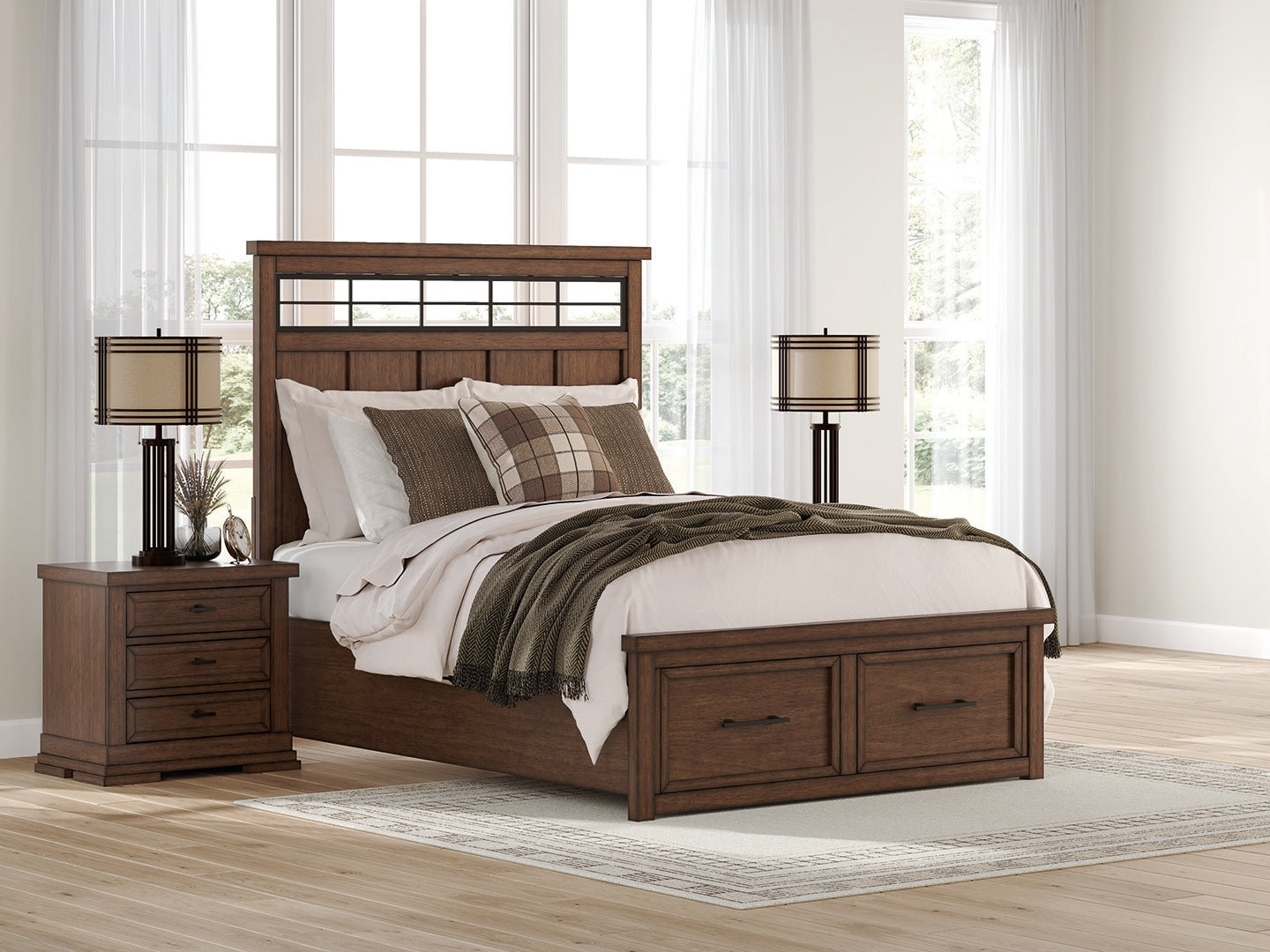 Taffenbrook Medium Brown Queen Panel Storage Bed