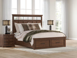 Taffenbrook Medium Brown King Panel Storage Bed