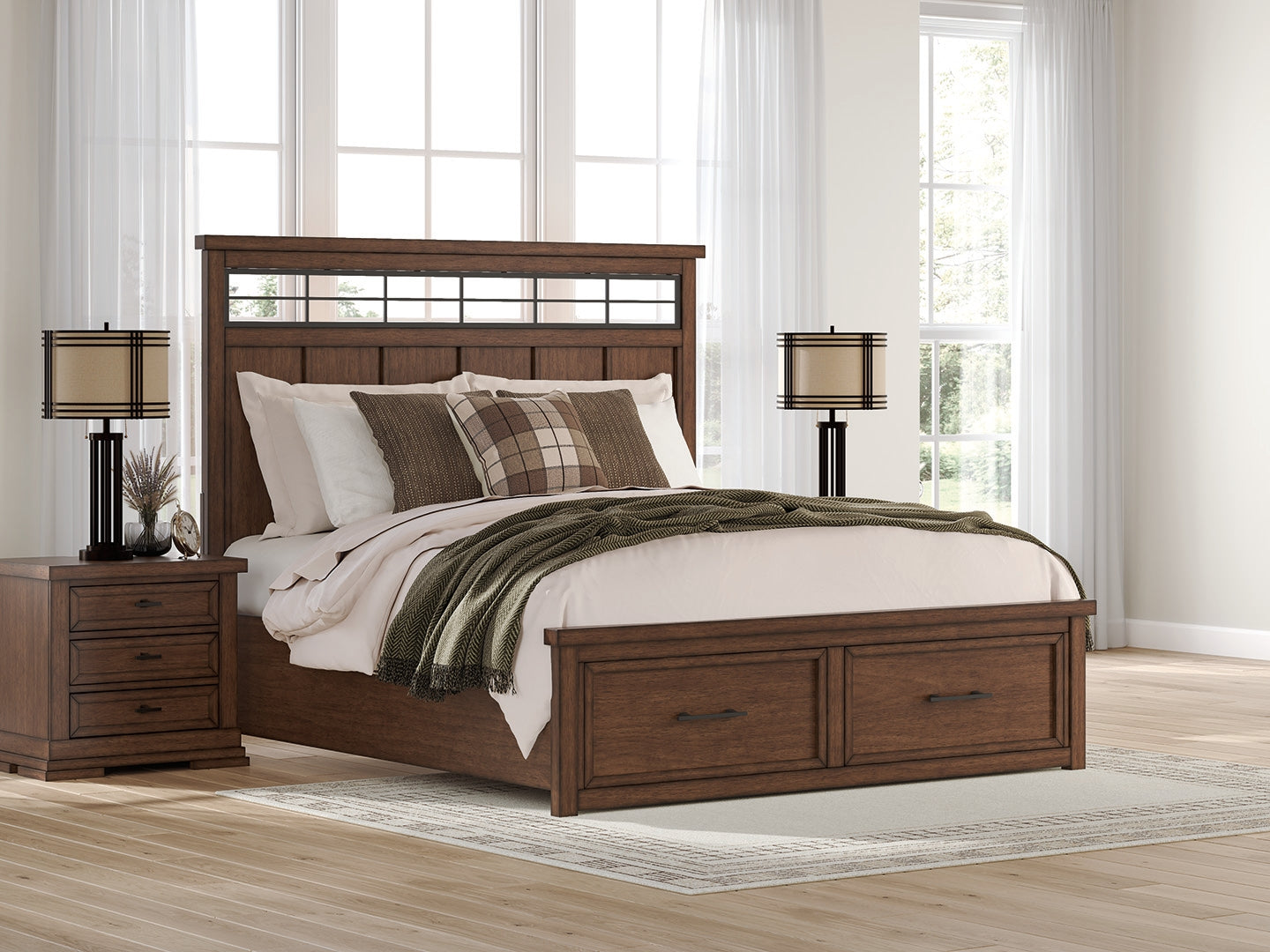 Taffenbrook Medium Brown King Panel Storage Bed