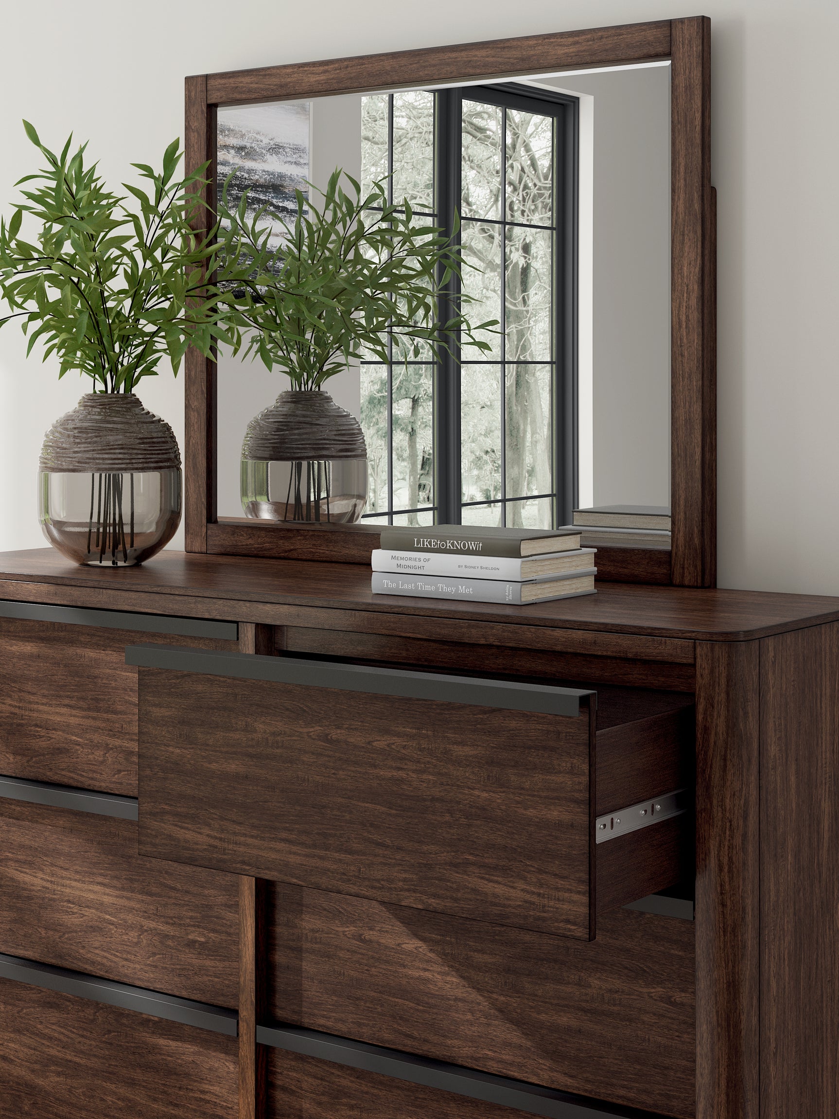 Dilenno Dark Brown Dresser and Mirror