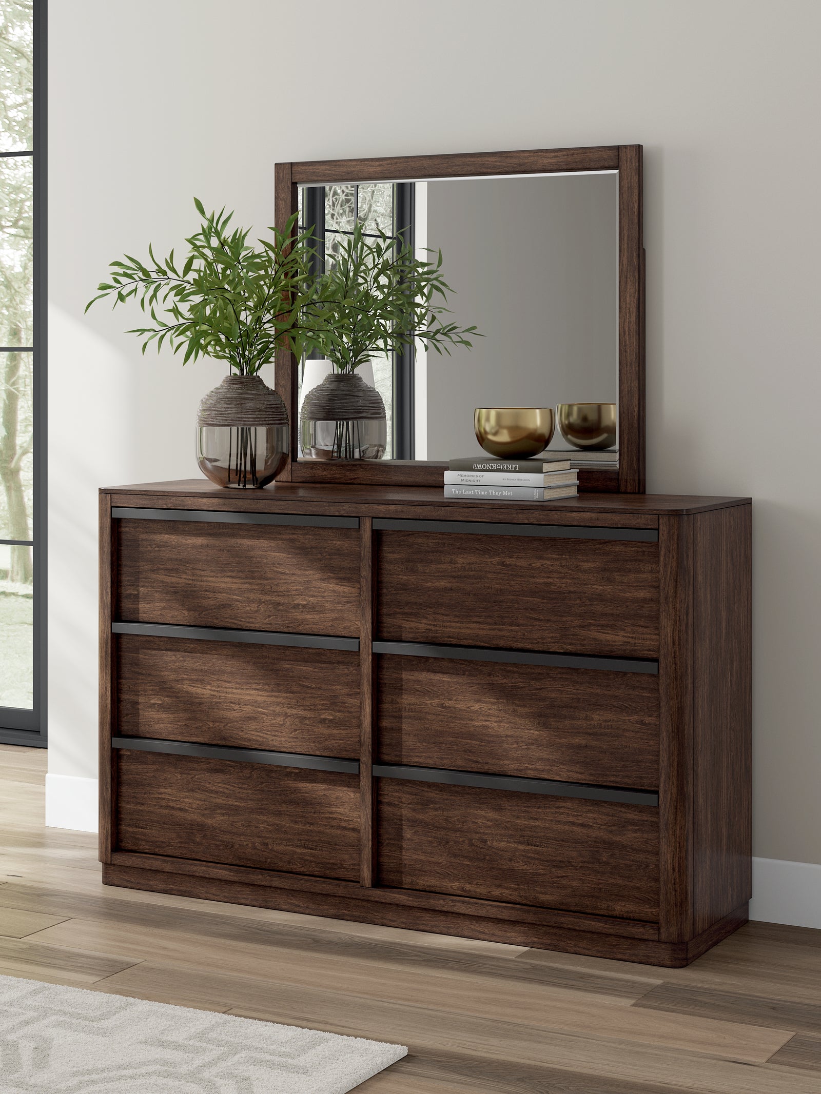 Dilenno Dark Brown Dresser and Mirror