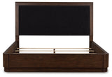 Dilenno Dark Brown King Upholstered Panel Bed
