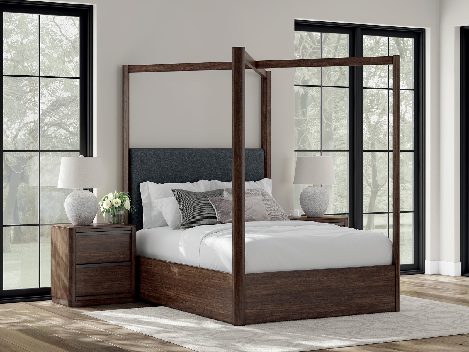 Dilenno Dark Brown Queen Canopy Bed