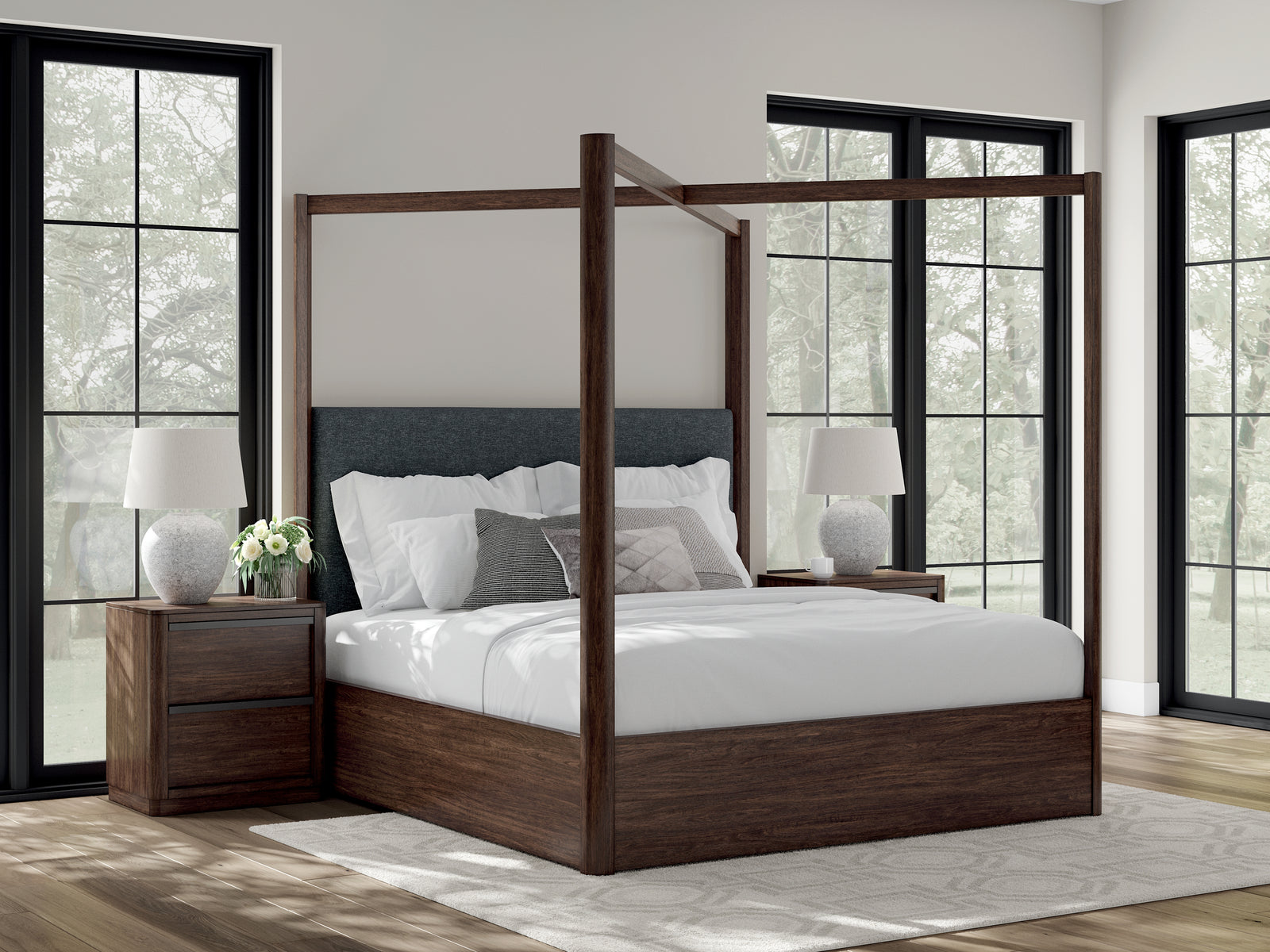 Dilenno Dark Brown King Canopy Bed