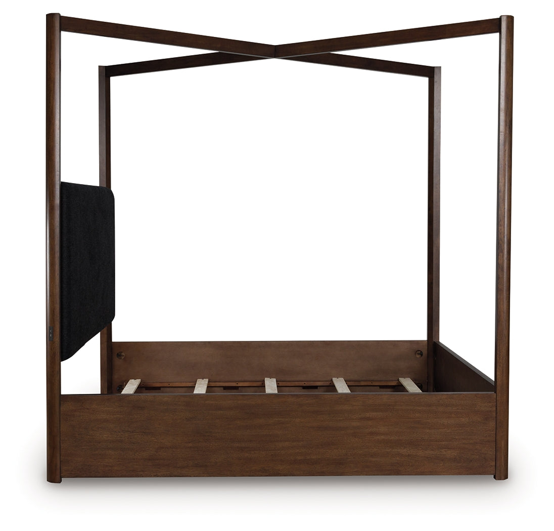Dilenno Dark Brown King Canopy Bed