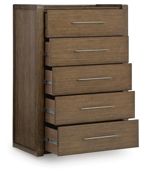 Marxmore Brown Chest of Drawers angled view