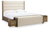 Marxmore Brown Queen Upholstered Storage Bed angled view