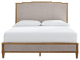 Sharlance Light Brown King Upholstered Panel Bed