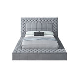 Emerald Grey Upholstered Tufted Storage Panel Queen Bed