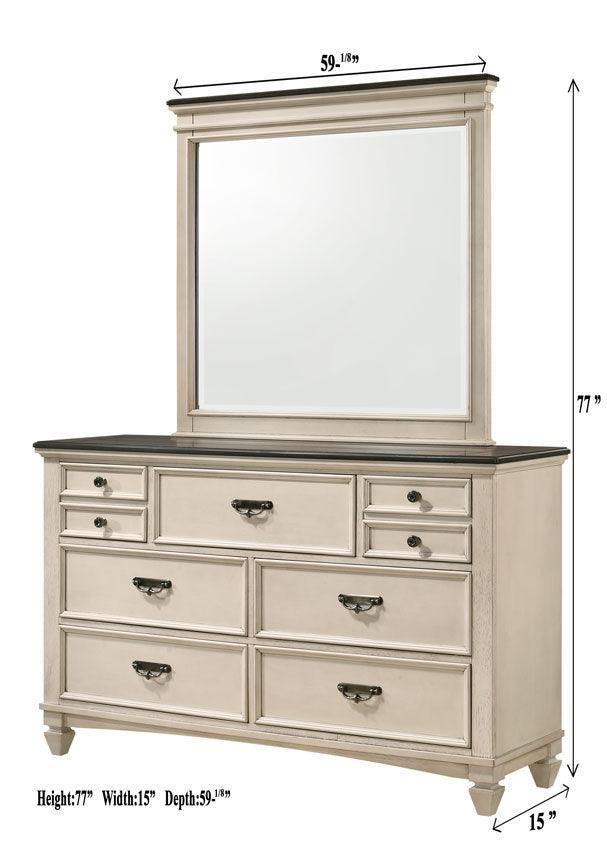 Sawyer Cream/Brown Modern And Classic Wood King Panel Bed - Ella Furniture