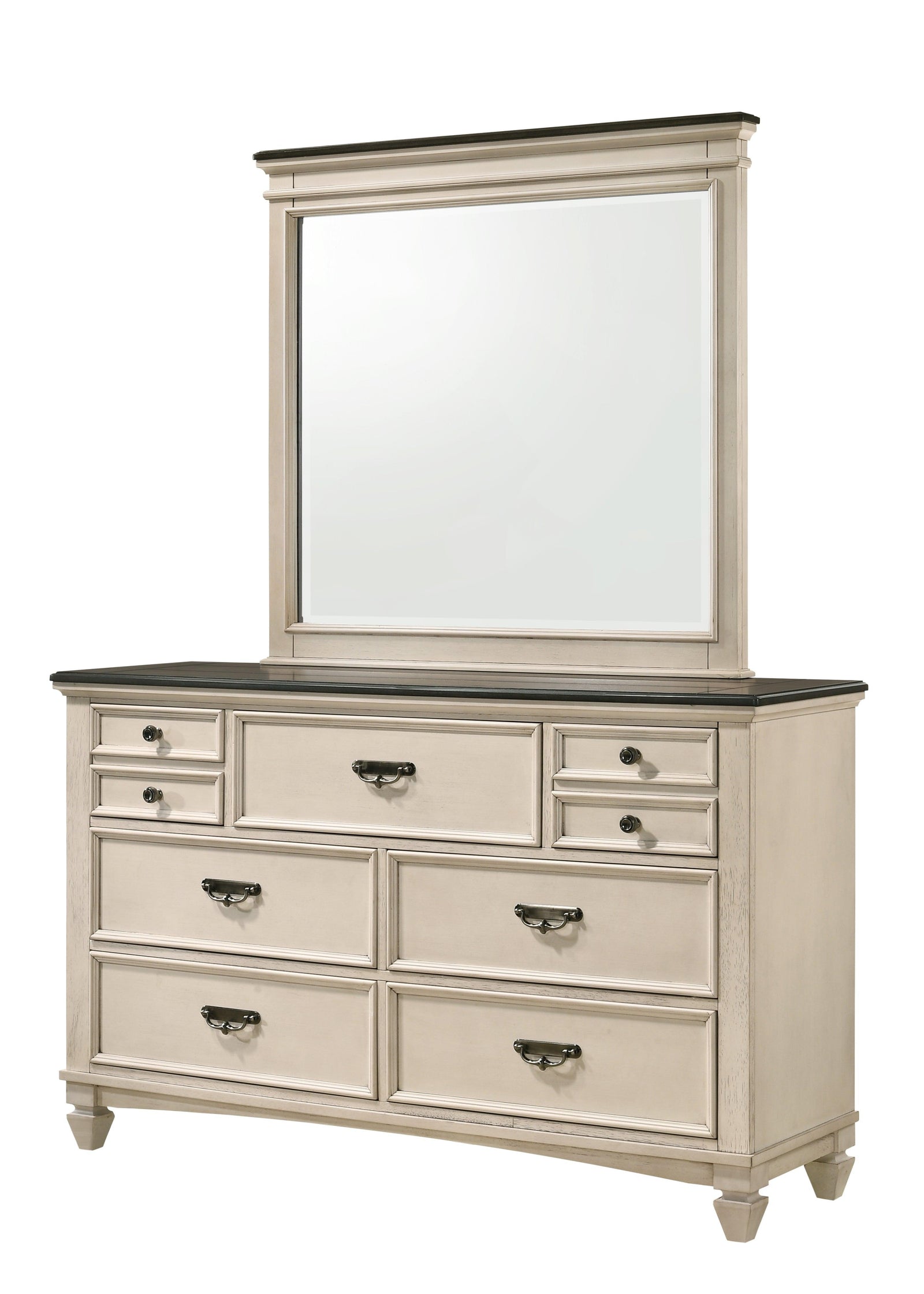 Sawyer Dresser Cream/Brown, Modern Wood, Metal 7 Drawers - Ella Furniture