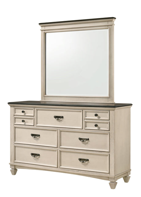 Sawyer Cream/Brown Modern And Classic Wood King Panel Bed - Ella Furniture