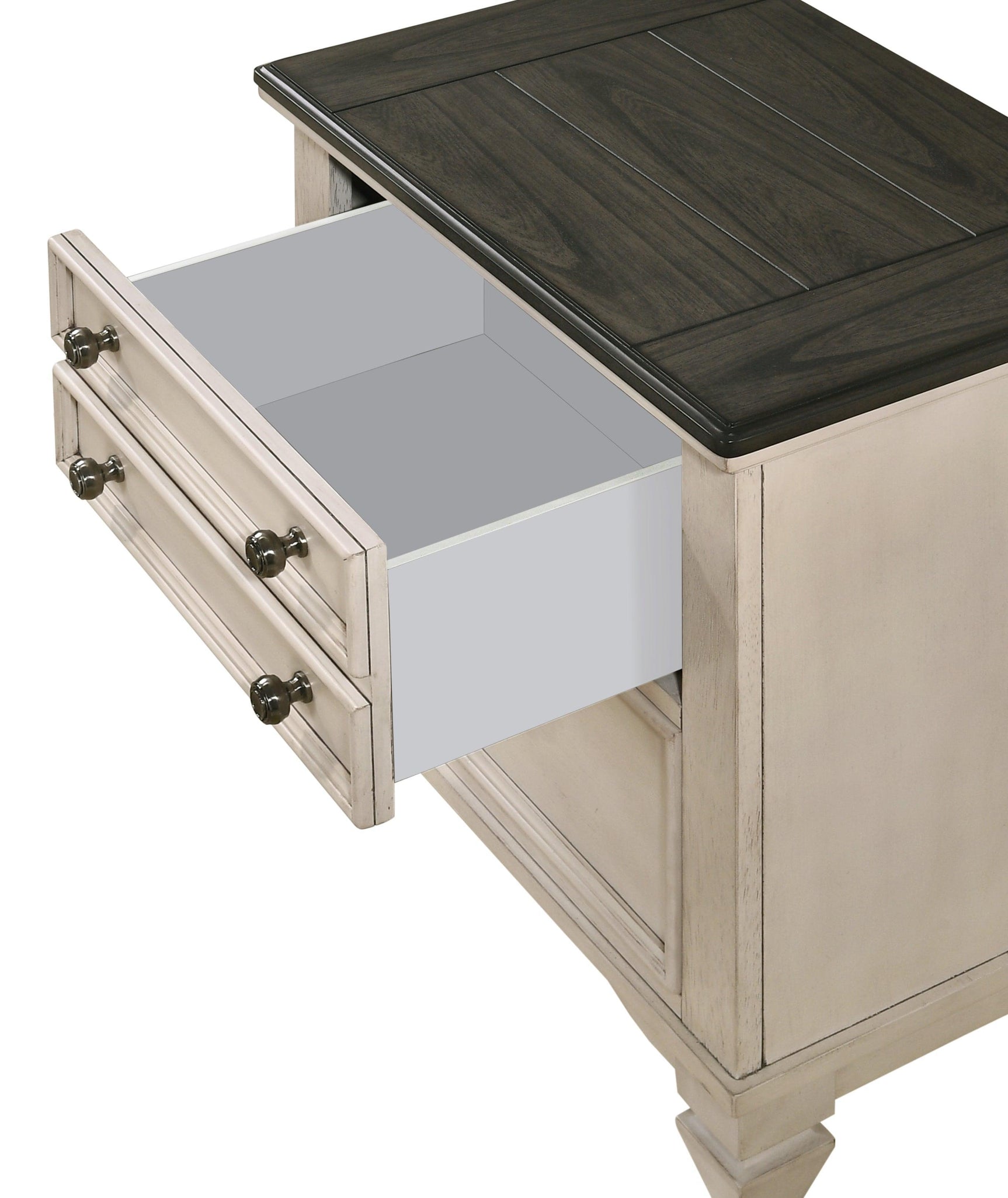 Sawyer Cream/Brown Modern And Classic Wood King Panel Bed - Ella Furniture