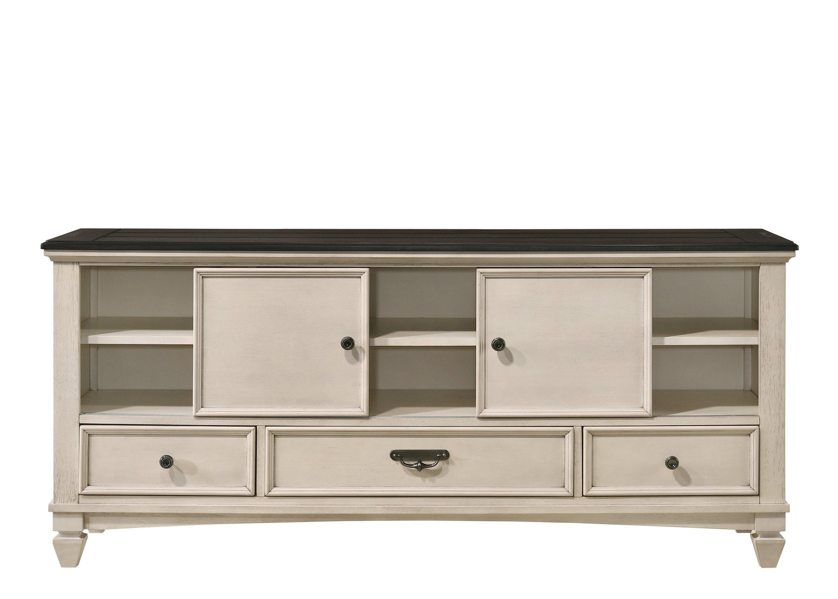 Sawyer Cream/Brown Modern And Classic Wood King Panel Bed - Ella Furniture