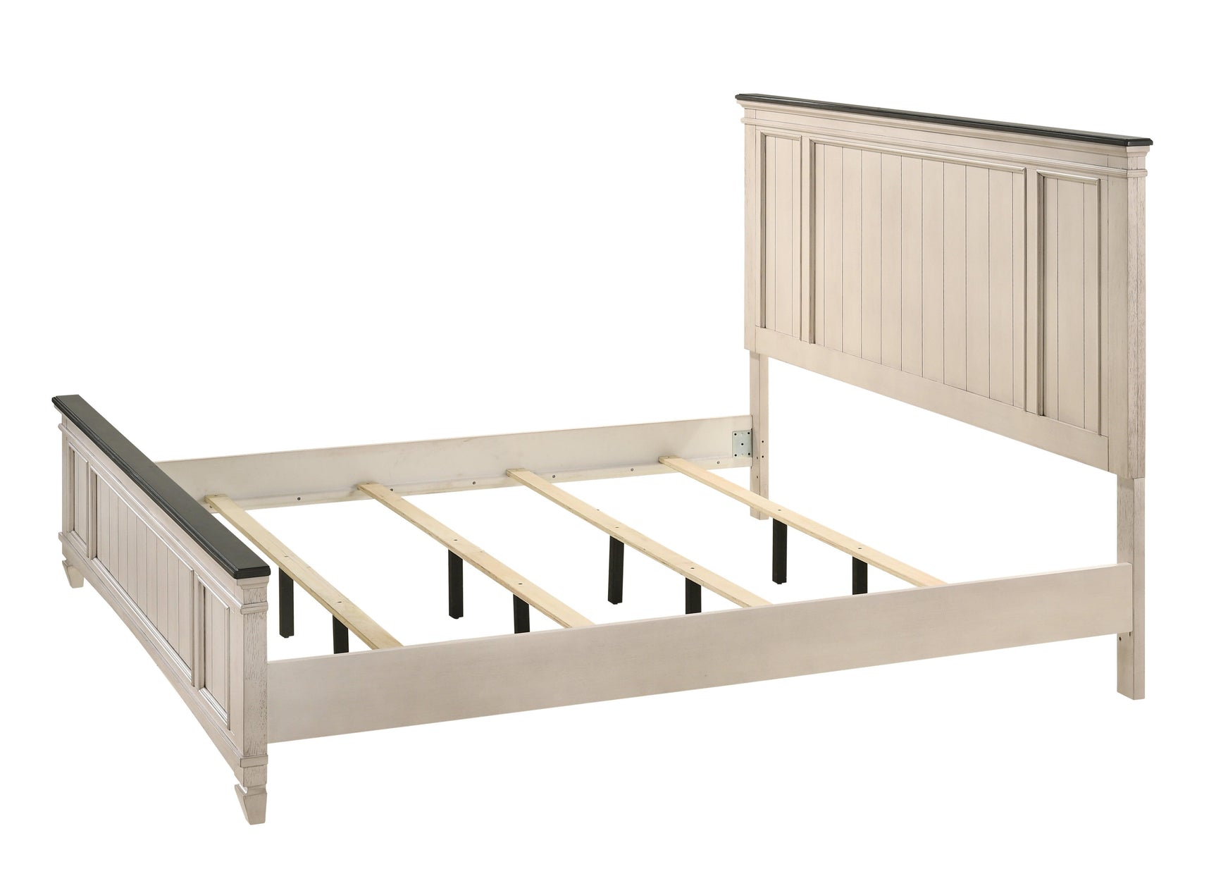 Sawyer Cream/Brown Modern And Classic Wood King Panel Bed - Ella Furniture