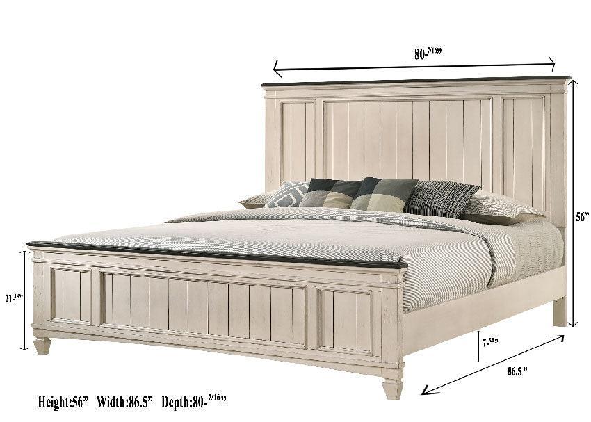 Sawyer Cream/Brown Modern And Classic Wood King Panel Bed - Ella Furniture