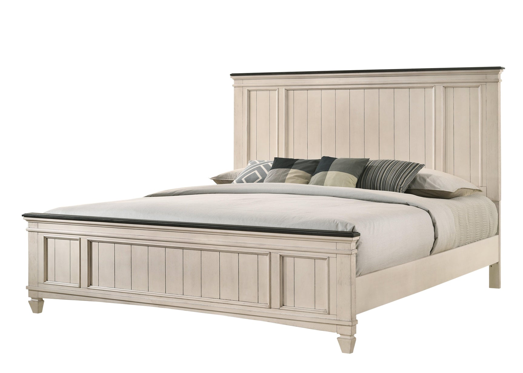 Sawyer Cream/Brown Modern Contemporary Wood Panel Bedroom Set - Ella Furniture
