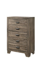Millie Chest Brown, Modern Sleek And Contemporary Wood, Nickel Knob 5 Drawers - Ella Furniture