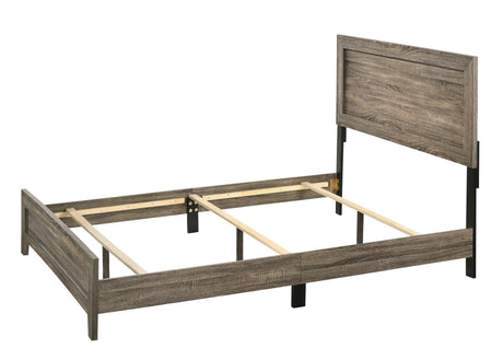 Millie Brown Finish Transitional Modern Wood Grain Queen Panel Bed - Ella Furniture