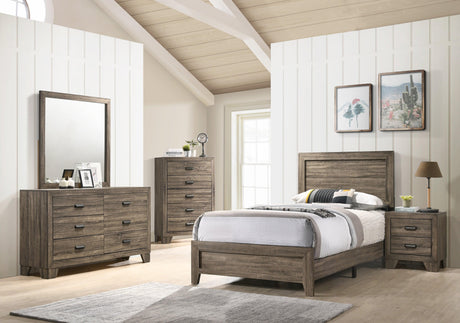 Millie Chest Brown, Modern Sleek And Contemporary Wood, Nickel Knob 5 Drawers - Ella Furniture