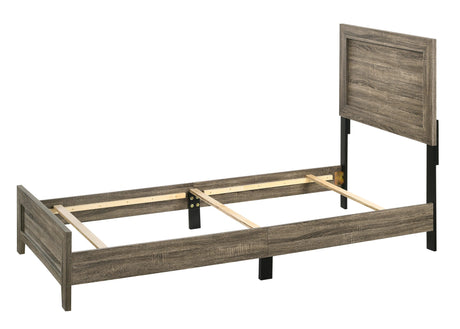 Millie Brown Finish Transitional Modern Wood Grain Queen Panel Bed - Ella Furniture