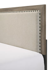 Millie Grey Contemporary Solid Wood And Veneers Fabric Panel Upholstered Queen Bed - Ella Furniture