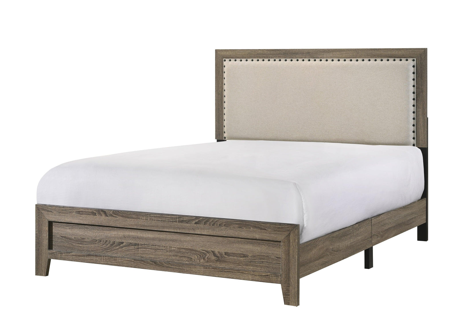 Millie Grey Contemporary Solid Wood And Veneers Fabric Panel Upholstered King Bed - Ella Furniture