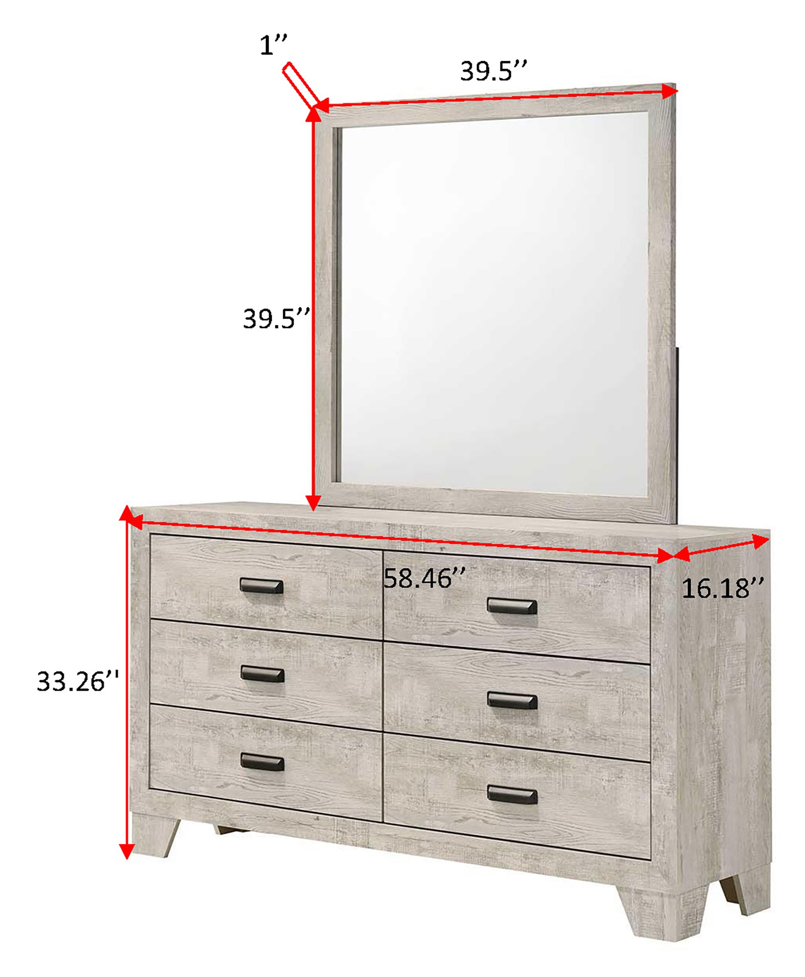 Millie Light Gray Dresser dresser and mirror by Crownmark | Ella Furniture