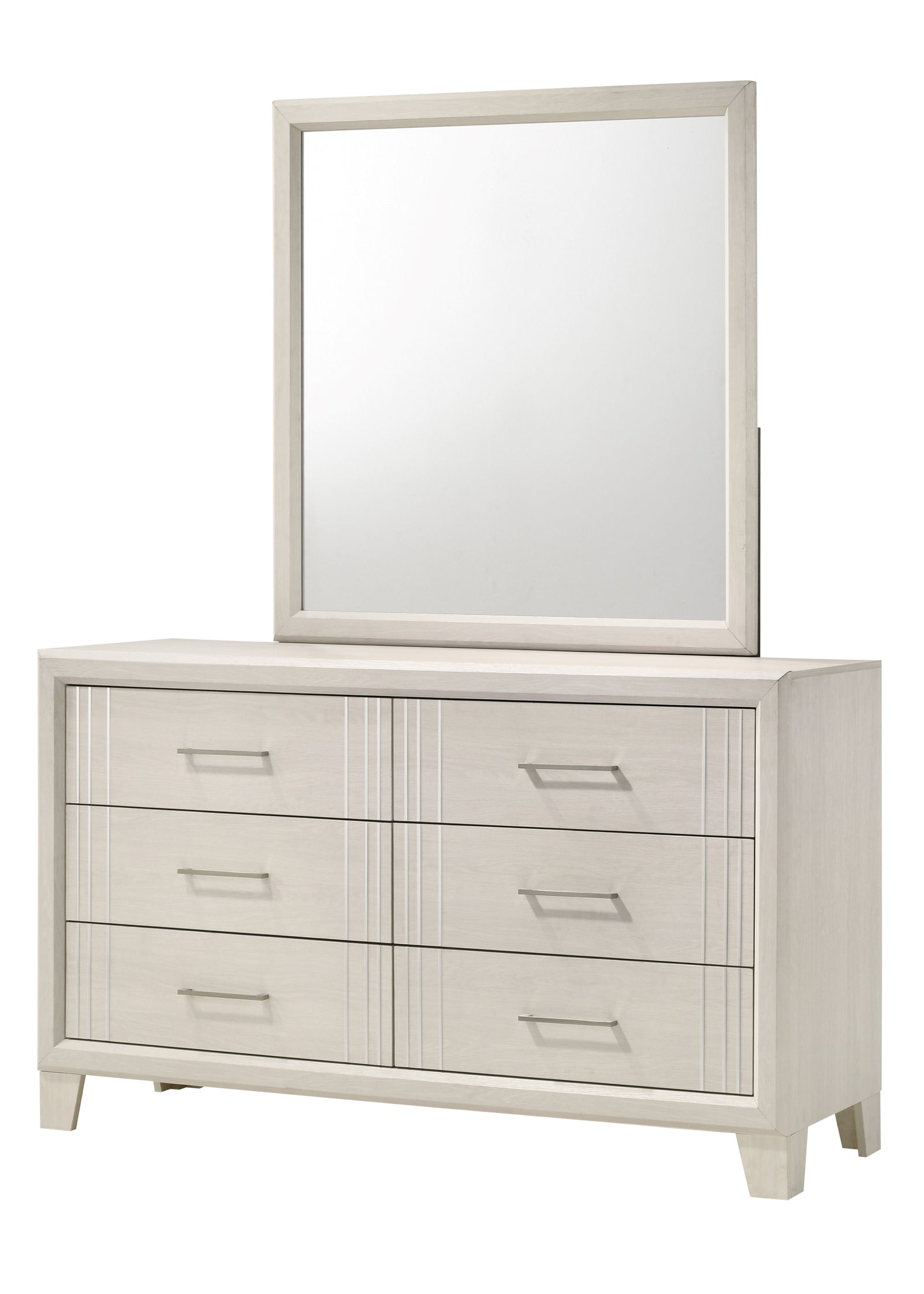 Charlie Cream Modern Contemporary Solid Wood And Veneers 6-Drawers Dresser