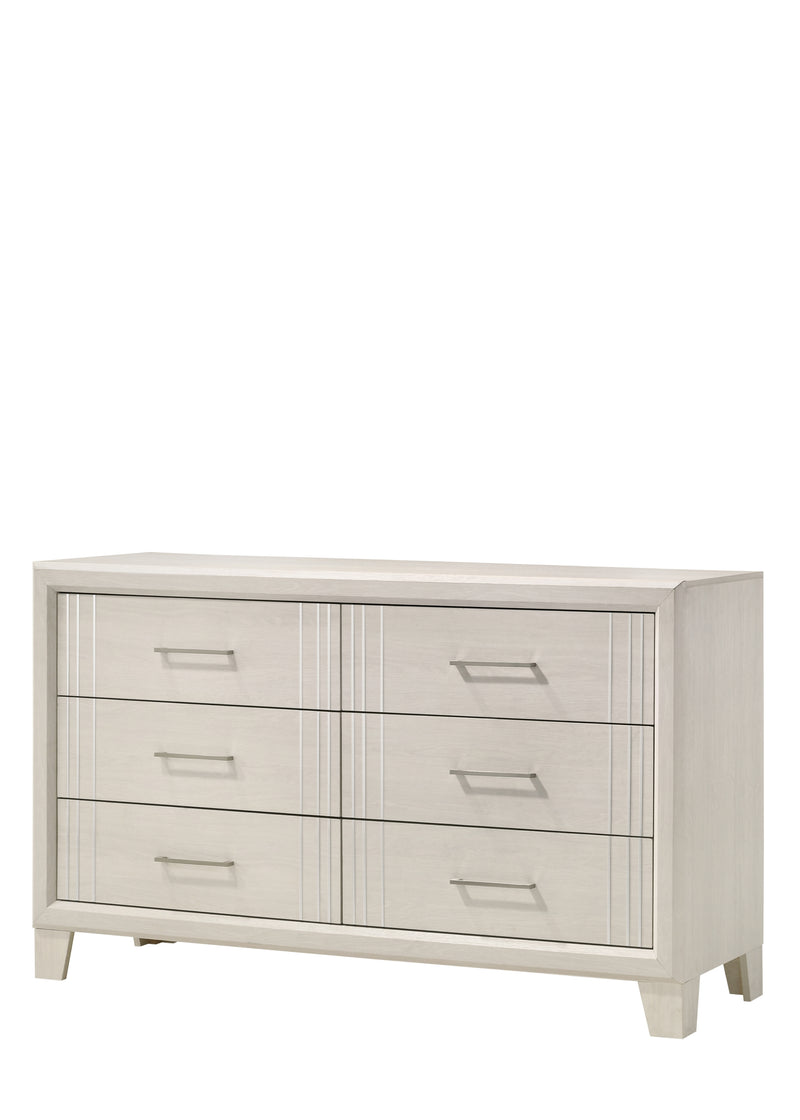 Charlie Cream Modern Contemporary Solid Wood And Veneers 5-Drawers Chest