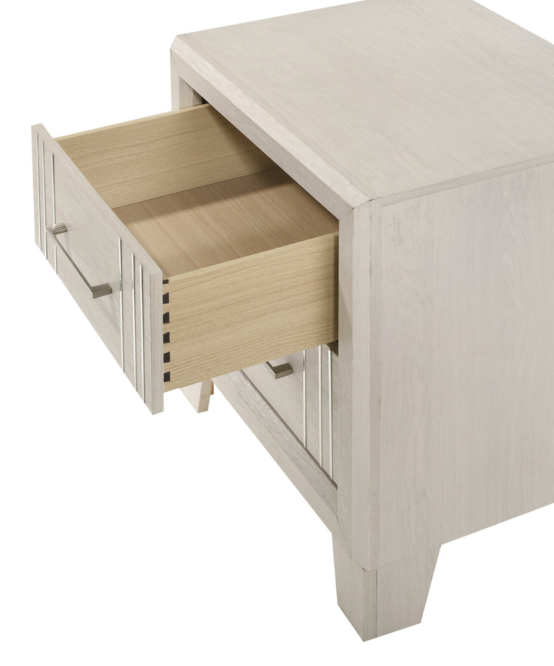 Charlie Cream Modern Contemporary Solid Wood And Veneers 2-Drawers Nightstand