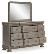 Lexorne Gray Dresser And Mirror