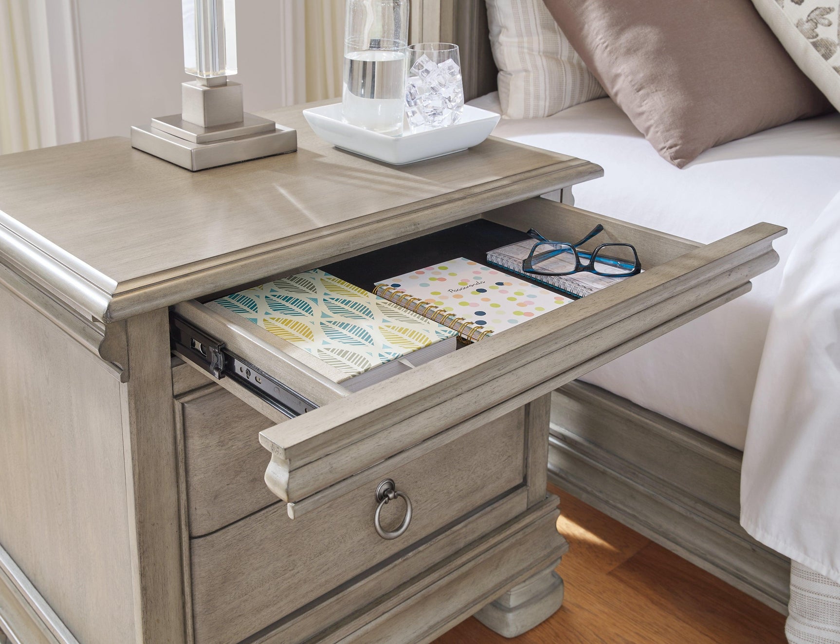 Lexorne Gray Nightstand - Ella Furniture