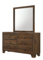 Millie Dresser - Brown Cherry, Modern Wood, Nickel Knob Metal 6 Drawers - Ella Furniture