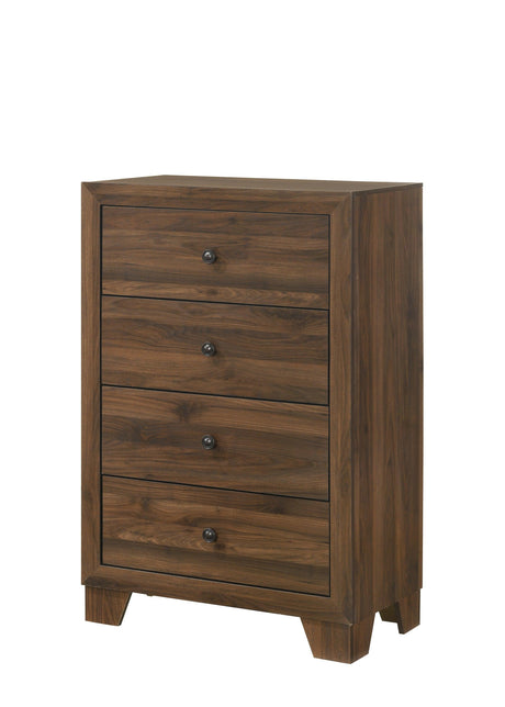 Millie Brown Contemporary Solid Wood And Veneers Fabric Panel Upholstered Queen Bed - Ella Furniture