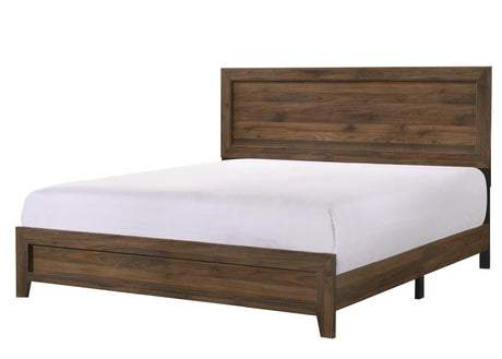 Millie Cherry Brown Finish Transitional Modern Wood Grain Panel Bedroom Set - Ella Furniture
